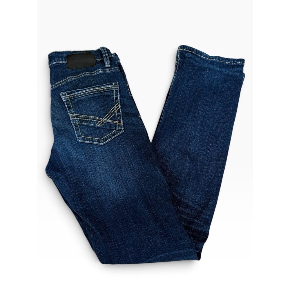 BKE Jake Straight Leg Jeans Men Size 30x34 Blue Denim Stretch Embroidered